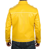Freddie Mercury Wembley Concert Military Strap Queen Yellow Leather Biker Jacket