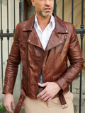 GENUINE COWHIDE LEATHER BRANDO LEATHER JACKET