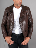 GENUINE COWHIDE LEATHER BRANDO LEATHER JACKET