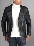 GENUINE COWHIDE LEATHER BRANDO LEATHER JACKET