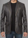 Glendale 2 Buttons Mens Brown Leather Blazer