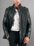 Heavy-duty Brown Leather Bomber Jacket
