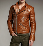 New Brown Vintage Leather Biker Stylish Jacket For Men