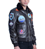 Men's Classic Top Gun Inspired Navy G-1 Leather Flight Jacket