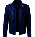 Men's Blue Stylish Mens Leather Jacket