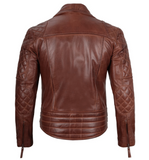 Men’s Classic Diamond Biker Vintage Genuine Leather Jacket
