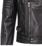 Mens Black Bomber Quilted Leather fashion Stylish Jacket
