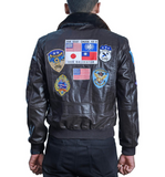 Men's Classic Top Gun Inspired Navy G-1 Leather Flight Jacket