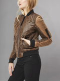 Jemma Simmons Agents Of Shield Brown Satin Quilted Bomber Jacket