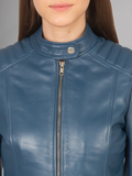 Kelsee Green Leather Biker Jacket