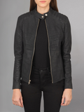 Kelsee Green Leather Biker Jacket