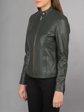 Kelsee Green Leather Biker Jacket