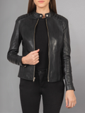 Kelsee Green Leather Biker Jacket