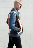 Kid's Overwatch Soldier 76 John Jack Morrison Sheep Leather Jacket Blue
