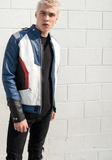 Kid's Overwatch Soldier 76 John Jack Morrison Sheep Leather Jacket Blue
