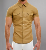 Leather Police Uniform Men's Genuine Real Shirt BLUF