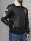 MEN'S BLACK LEATHER FLYING JACKET