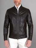 MEN’S CAFE RACER BROWN GENUINE LEATHER JACKET