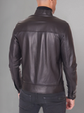 MEN’S CAFE RACER BROWN GENUINE LEATHER JACKET