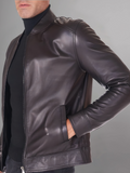 MEN’S CAFE RACER BROWN GENUINE LEATHER JACKET