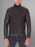 MEN’S CAFE RACER BROWN GENUINE LEATHER JACKET