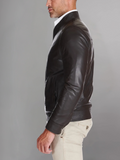 MEN’S CAFE RACER BROWN GENUINE LEATHER JACKET