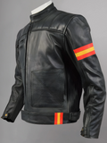 MOTORCYCLE LEATHER JACKET WITH PROTECTION.ARTICLES.SPAIN FLAG