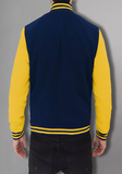 Men Black and Yellow Baseball Bomber Jacket
