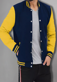 Men Black and Yellow Baseball Bomber Jacket
