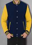 Men Black and Yellow Baseball Bomber Jacket
