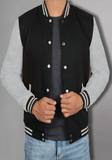 Men Black and Yellow Baseball Bomber Jacket
