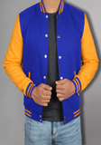 Men Black and Yellow Baseball Bomber Jacket
