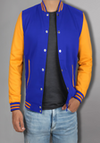 Men Black and Yellow Baseball Bomber Jacket
