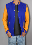 Men Black and Yellow Baseball Bomber Jacket
