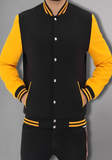 Men Black and Yellow Baseball Bomber Jacket
