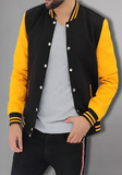 Men Black and Yellow Baseball Bomber Jacket
