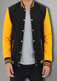 Men Black and Yellow Baseball Bomber Jacket
