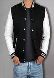 Men Black and Yellow Baseball Bomber Jacket
