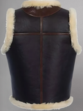 Men Brown Shearling Leather Vest