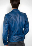 Men Classic Biker Motorcycle Cafe Racer Sheep Leather Jacket
