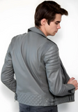 Men Classic Biker Motorcycle Cafe Racer Sheep Leather Jacket
