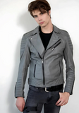 Men Classic Biker Motorcycle Cafe Racer Sheep Leather Jacket
