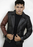 Men Classic Biker Motorcycle Cafe Racer Sheep Leather Jacket