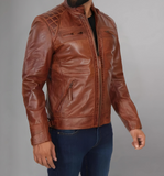 Men Genuine Distressed Leather Biker Jacket