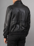 Men Real Leather Jackets Vintage Stand Collar