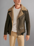 Men’s Aviator Dark Brown Leather Shearling Jacket