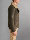 Men’s Aviator Dark Brown Leather Shearling Jacket