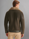 Men’s Aviator Dark Brown Leather Shearling Jacket