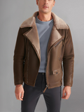 Men’s Aviator Dark Brown Leather Shearling Jacket