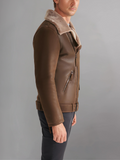 Men’s Aviator Dark Brown Leather Shearling Jacket